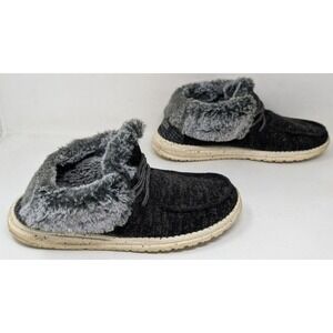 HEY DUDE Britt Women's Black‎ Lace Up Soft Faux Fur Lined Casual Shoes | Size 8